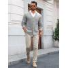 imageRuncati Mens Cable Knit Cardigan Sweater V Neck Casual Button Down Sweaters Long Sleeve Fall Outwear with PocketsGrey