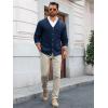 imageRuncati Mens Cable Knit Cardigan Sweater V Neck Casual Button Down Sweaters Long Sleeve Fall Outwear with PocketsNavy Blue