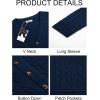 imageRuncati Mens Cable Knit Cardigan Sweater V Neck Casual Button Down Sweaters Long Sleeve Fall Outwear with PocketsNavy Blue