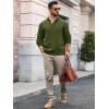 imageRuncati Mens Cable Knitted Pullover Sweater Casual Stand Collar Winter Warm Quarter Button SweatersArmy Green