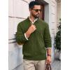 imageRuncati Mens Cable Knitted Pullover Sweater Casual Stand Collar Winter Warm Quarter Button SweatersArmy Green