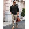 imageRuncati Mens Cable Knitted Pullover Sweater Casual Stand Collar Winter Warm Quarter Button SweatersBlack