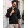 imageRuncati Mens Cable Knitted Pullover Sweater Casual Stand Collar Winter Warm Quarter Button SweatersBlack