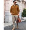 imageRuncati Mens Cable Knitted Pullover Sweater Casual Stand Collar Winter Warm Quarter Button SweatersBrown
