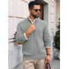 imageRuncati Mens Cable Knitted Pullover Sweater Casual Stand Collar Winter Warm Quarter Button SweatersGray