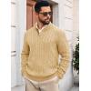 imageRuncati Mens Cable Knitted Pullover Sweater Casual Stand Collar Winter Warm Quarter Button SweatersLight Khaki