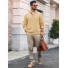 imageRuncati Mens Cable Knitted Pullover Sweater Casual Stand Collar Winter Warm Quarter Button SweatersLight Khaki