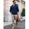 imageRuncati Mens Cable Knitted Pullover Sweater Casual Stand Collar Winter Warm Quarter Button SweatersNavy