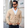 imageRuncati Mens Cardigan Sweater Casual Cable Knitted V Neck Button Down Winter SweatersApricot