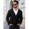 imageRuncati Mens Cardigan Sweater Casual Cable Knitted V Neck Button Down Winter SweatersBlack