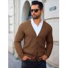 imageRuncati Mens Cardigan Sweater Casual Cable Knitted V Neck Button Down Winter SweatersBrown
