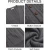 imageRuncati Mens Cardigan Sweater Casual Cable Knitted V Neck Button Down Winter SweatersDark Gray