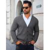 imageRuncati Mens Cardigan Sweater Casual Cable Knitted V Neck Button Down Winter SweatersDark Gray