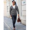 imageRuncati Mens Cardigan Sweater Casual Cable Knitted V Neck Button Down Winter SweatersDark Gray