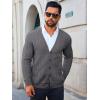 imageRuncati Mens Cardigan Sweater Casual Cable Knitted V Neck Button Down Winter SweatersDark Gray