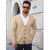 imageRuncati Mens Cardigan Sweater Casual Cable Knitted V Neck Button Down Winter SweatersLight Khaki