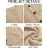 imageRuncati Mens Cardigan Sweater Casual Cable Knitted V Neck Button Down Winter SweatersLight Khaki