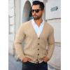 imageRuncati Mens Cardigan Sweater Casual Cable Knitted V Neck Button Down Winter SweatersLight Khaki
