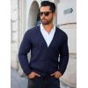 imageRuncati Mens Cardigan Sweater Casual Cable Knitted V Neck Button Down Winter SweatersNavy