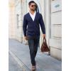 imageRuncati Mens Cardigan Sweater Casual Cable Knitted V Neck Button Down Winter SweatersNavy