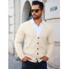 imageRuncati Mens Cardigan Sweater Casual Cable Knitted V Neck Button Down Winter SweatersWhite