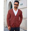 imageRuncati Mens Cardigan Sweater Casual Cable Knitted V Neck Button Down Winter SweatersWine Red