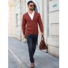 imageRuncati Mens Cardigan Sweater Casual Cable Knitted V Neck Button Down Winter SweatersWine Red