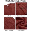 imageRuncati Mens Cardigan Sweater Casual Cable Knitted V Neck Button Down Winter SweatersWine Red