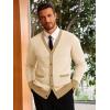 imageRuncati Mens Cardigan Sweater Long Sleeve V Neck Cardigan Casul Button Down Knitted Sweaters with PocketsApricot