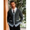 imageRuncati Mens Cardigan Sweater Long Sleeve V Neck Cardigan Casul Button Down Knitted Sweaters with PocketsDark Grey