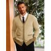 imageRuncati Mens Cardigan Sweater Long Sleeve V Neck Cardigan Casul Button Down Knitted Sweaters with PocketsLight Khaki