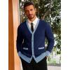 imageRuncati Mens Cardigan Sweater Long Sleeve V Neck Cardigan Casul Button Down Knitted Sweaters with PocketsNavy