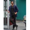 imageRuncati Mens Cardigan Sweater Shawl Collar Cable Knit Cardiagn Long Winter Open Front Sweaters with PocketsNavy