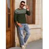 imageRuncati Mens Crew Neck Sweater Casual Fair Isle Knit Pullover Long Sleeve Fall Winter Chunky SweatersArmy Green