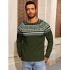 imageRuncati Mens Crew Neck Sweater Casual Fair Isle Knit Pullover Long Sleeve Fall Winter Chunky SweatersArmy Green
