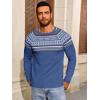 imageRuncati Mens Crew Neck Sweater Casual Fair Isle Knit Pullover Long Sleeve Fall Winter Chunky SweatersBlue