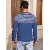 imageRuncati Mens Crew Neck Sweater Casual Fair Isle Knit Pullover Long Sleeve Fall Winter Chunky SweatersBlue
