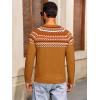 imageRuncati Mens Crew Neck Sweater Casual Fair Isle Knit Pullover Long Sleeve Fall Winter Chunky SweatersBrown