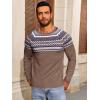 imageRuncati Mens Crew Neck Sweater Casual Fair Isle Knit Pullover Long Sleeve Fall Winter Chunky SweatersCoffee