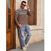 imageRuncati Mens Crew Neck Sweater Casual Fair Isle Knit Pullover Long Sleeve Fall Winter Chunky SweatersCoffee