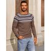imageRuncati Mens Crew Neck Sweater Casual Fair Isle Knit Pullover Long Sleeve Fall Winter Chunky SweatersCoffee