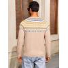 imageRuncati Mens Crew Neck Sweater Casual Fair Isle Knit Pullover Long Sleeve Fall Winter Chunky SweatersKhaki