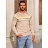 imageRuncati Mens Crew Neck Sweater Casual Fair Isle Knit Pullover Long Sleeve Fall Winter Chunky SweatersKhaki