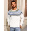 imageRuncati Mens Crew Neck Sweater Casual Fair Isle Knit Pullover Long Sleeve Fall Winter Chunky SweatersWhite