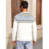 imageRuncati Mens Crew Neck Sweater Casual Fair Isle Knit Pullover Long Sleeve Fall Winter Chunky SweatersWhite
