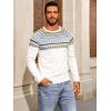imageRuncati Mens Crew Neck Sweater Casual Fair Isle Knit Pullover Long Sleeve Fall Winter Chunky SweatersWhite