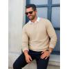 imageRuncati Mens Crewneck Sweaters Casual Knit Lightweight Dress Sweater Long Sleeve Slim Fit Fall Winter PulloverApricot