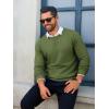 imageRuncati Mens Crewneck Sweaters Casual Knit Lightweight Dress Sweater Long Sleeve Slim Fit Fall Winter PulloverArmy Green