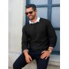 imageRuncati Mens Crewneck Sweaters Casual Knit Lightweight Dress Sweater Long Sleeve Slim Fit Fall Winter PulloverBlack