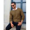 imageRuncati Mens Crewneck Sweaters Casual Knit Lightweight Dress Sweater Long Sleeve Slim Fit Fall Winter PulloverBrown
